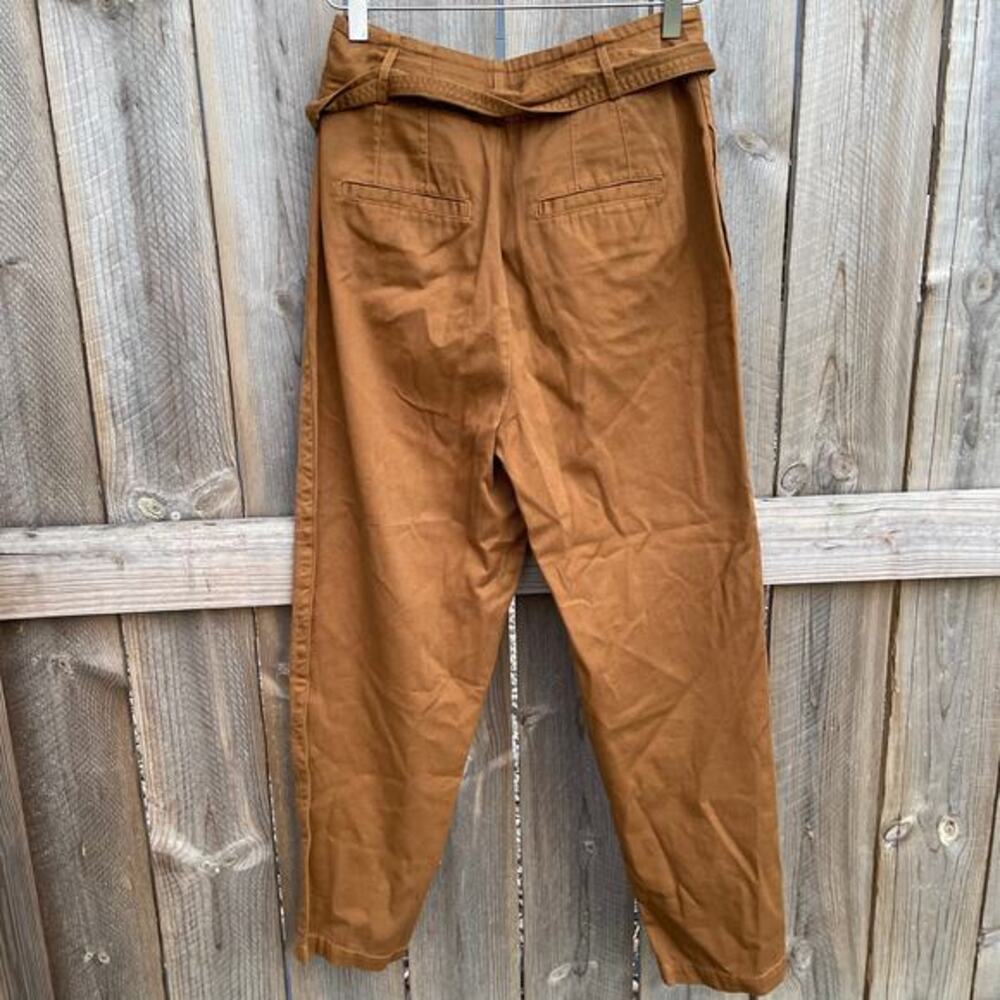 Free People Pants Brown‎ Khaki Size 2 Paperbag Boho Bohemian Belt Fall Versatile - Picture 2 of 8